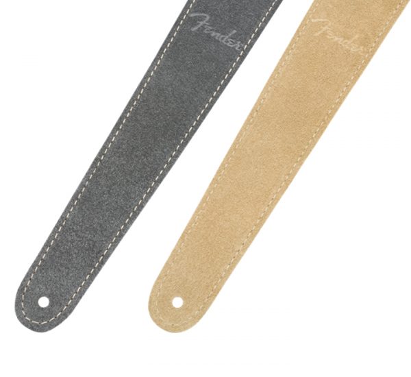 Fender 2″ Reversible Suede Strap Gray-Tan Detail