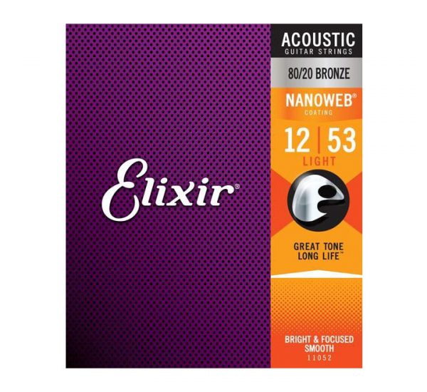 Elixir 11052 Nanoweb Light Acoustic Bronze 12-53