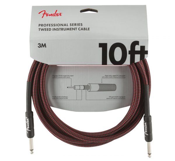 Fender Professional 10′ Instrument Cable Red Tweed