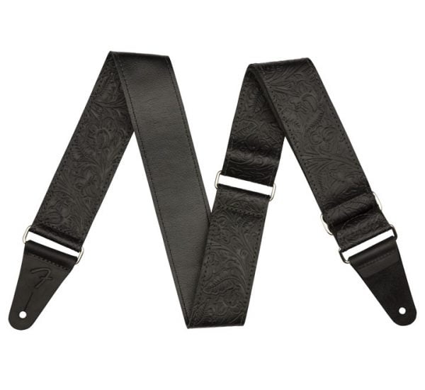 Fender 2 Tooled Leather Strap BLK