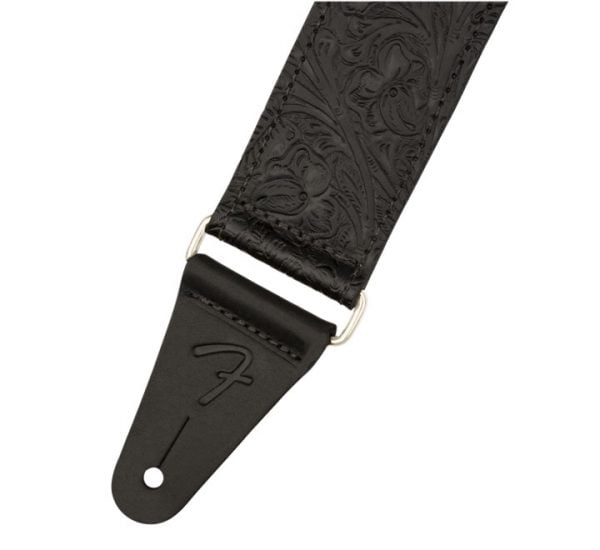 Fender 2 Tooled Leather Strap BLK Detail