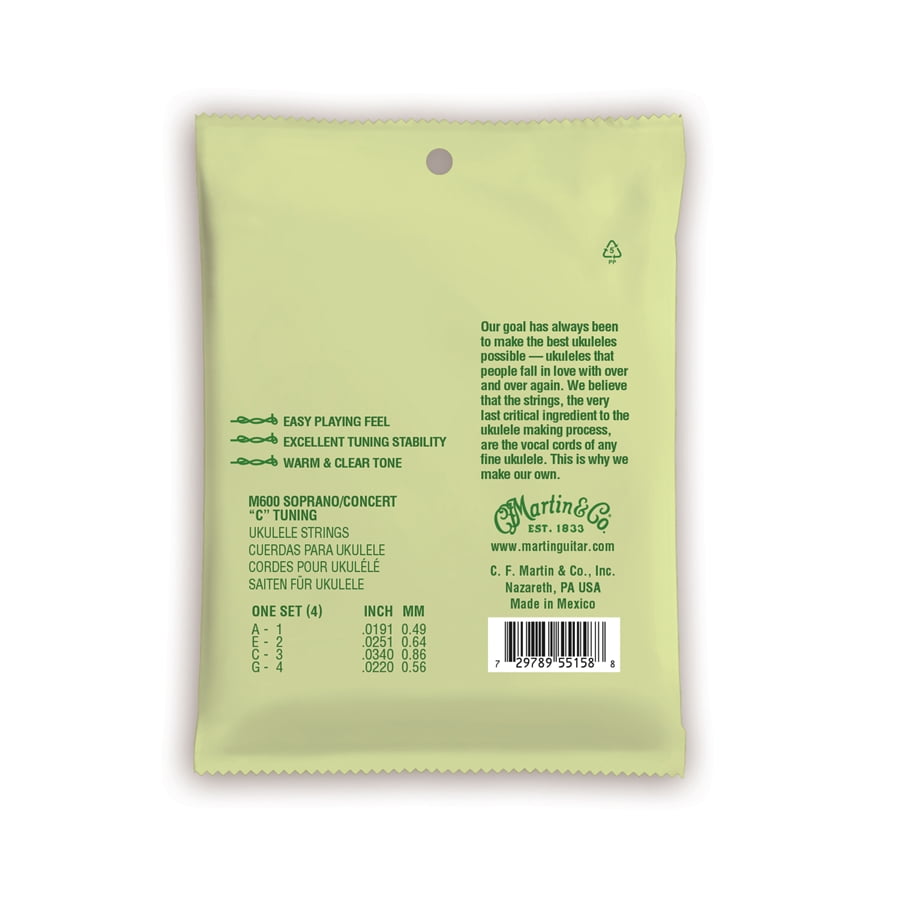 Martin M600 Ukulele Strings Soprano-Concerto Back