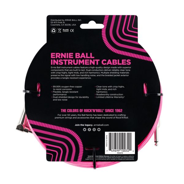 Ernie Ball 6078 Cavo Braided Neon Pink Back