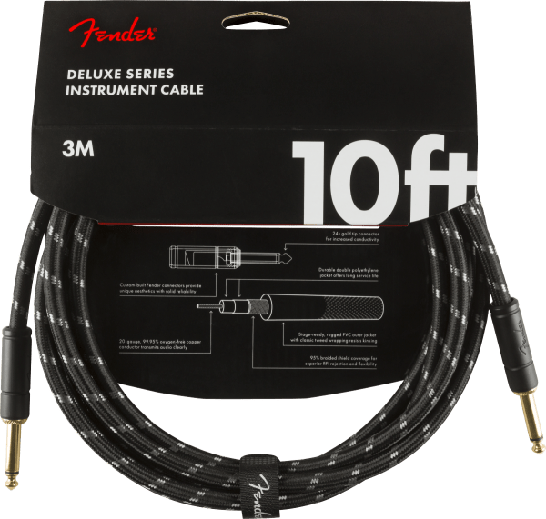 Fender Deluxe 10' Straight Instrument Cable BTWD Front