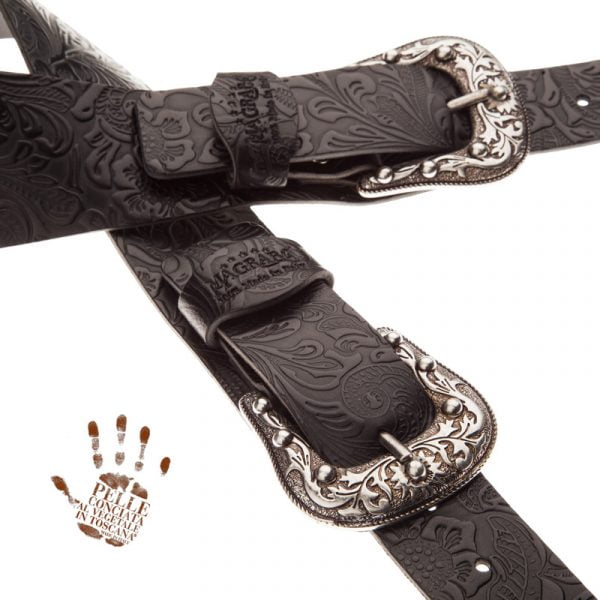 Magrabò Twin Buckle TC Embossed Flores Nero 7 cm - immagine 7