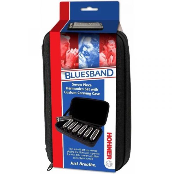 Hohner Blues Band 7 Pack è un set che comprende 7 armoniche diatoniche in accordature C, D, E, F, G e Bb.