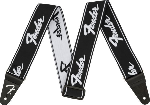 Fender Weighless Running Logo Straps Black/White