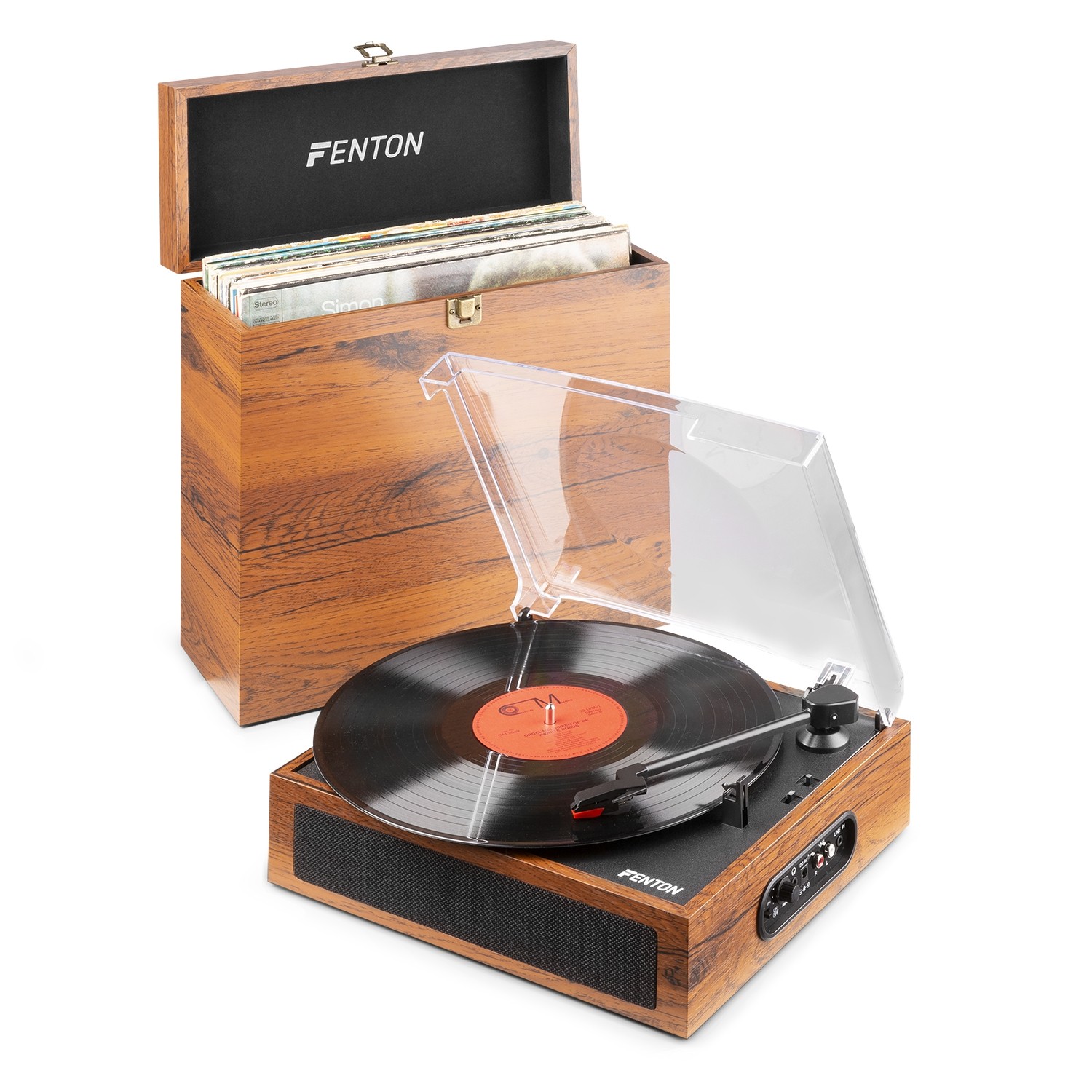 Fenton RP170L Record Player With Record Storage Case Wood - immagine 2